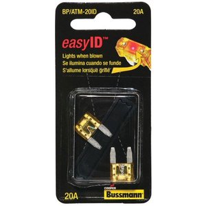 lot 33912 image: Bussmann BPATM-20ID easyID Illuminating Blade Fuse, (Pack of 2)