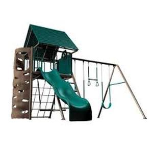 lot 33680 image: Lifetime Swing Sets Big Stuff Playset with Clubhouse 90042 Earthtone Colors Retails $1800