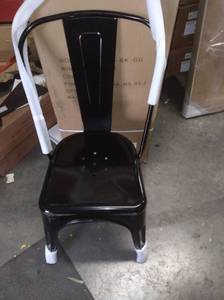 lot 33878 image: Flash Furniture Metal Indoor-Outdoor Stackable Chair, Black