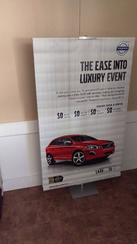 lot 52 image: Double Sided Banner Stand Classics 36x60 Adj. to 90
