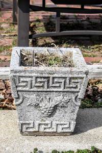 lot 8180 image: Decorative Concrete Square Planter 9.5 x 9.5 x 10 T- Grape Design