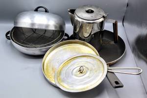 lot 8244 image: Vintage Cookware Pots, Pans  Percolator