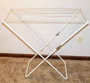 lot 8307 image: Laundry Room Finds Folding Drying Rack and Assorted Laundry Supplies