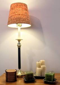 lot 8265 image: Table Lamp, Candles  Cork Coasters Lot