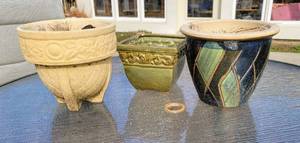 lot 8192 image: (3) Beautiful Planting Pots