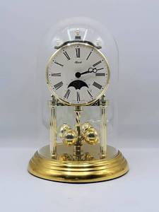 lot 8273 image: Vintage Hermle Anniversary Clock with Glass Dome - Moon & Stars - W. Germany