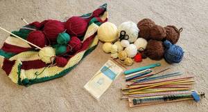lot 8291 image: Knitting Supplies Lot - Needles, Yarn  more