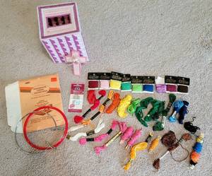 lot 8292 image: Embroidery Supplies Lot - Colorful Threads, Needles  more