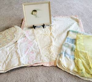 lot 8293 image: Vintage Baby Blankets  Vintage A Little Dream Framed Print