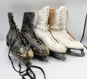 lot 8378 image: (2) Pair Vintage Ice Skates