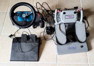 lot 8383 image: CH Products Virtual Pilot PRO Yoke Flight Simulator & PRO Pedals  Thrustmaster Formula T2 Steering Wheel & Pedals