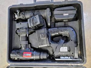 lot 8395 image: Nikota (5) Piece 18V Power Tools Set in Rolling Hardcase with Telescoping Handle