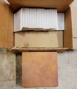 lot 8412 image: Tile Lot - White 4.25 x 4.25 and Red Clay type 7.75 x 7.75