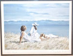 lot 8313 image: Elizabeth Fisher - Set of 3 Framed Prints of Beach and Ocean Scenes