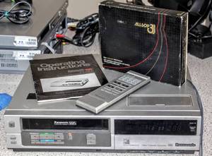 lot 8350 image: Panasonic Omnivision VHS Recorder with Manual and Remote and Allsop3 VHS Cleaner