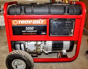 lot 8132 image: TROY-BILT 5550 Watt Portable Gas Generator Backup Power Home Model # 01919