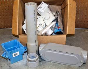 lot 8218 image: Electrical Supplies Lot - Junction box, Electrical Cover Boxes, Fuses  More