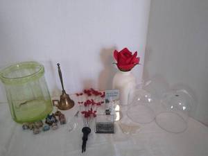 lot 1971 image: Vase, small decor, & glass domes