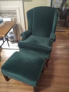 lot 1981 image: Wing back chair & ottoman by Best Chairs inc