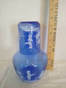 lot 2002 image: Mary Gregory cobalt blue tumble up excellent boy fishing take a look