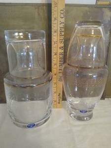 lot 2022 image: 2 - Bohemia hand made glass bedside carafe made in Czech republic