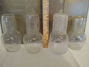 lot 2023 image: 4 - bedside carafes w etched glass
