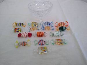 lot 2033 image: 15 pieces of glass sweets candy ornaments
