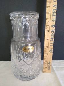 lot 2010 image: Bohemia mouth blown hand cut crystal bedside carafe made in Czech republic