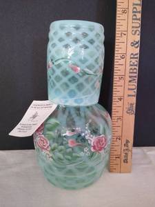 lot 2006 image: Fenton bedside carafe hand painted by S. Smith