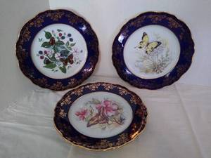 lot 2037 image: 3 porcelain de limoges France collector plates w butterfly design