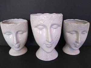 lot 2038 image: 3 ceramic planter heads