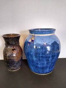 lot 2072 image: Pottery Signed Vases