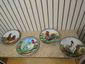 lot 2123 image: (4) Rooster kitchen plates