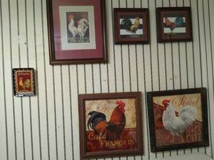 lot 2127 image: (6) Rooster kitchen wall arts