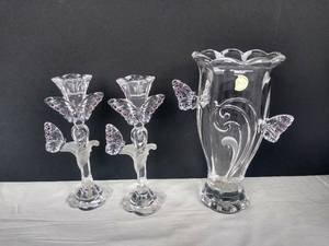 lot 1994 image: Lenox the jeweled crystal butterfly vase