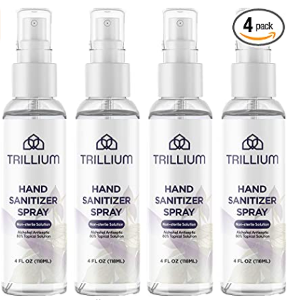 lot 110010 image: Pack of (4) Trillium Hand Sanitizer Spray