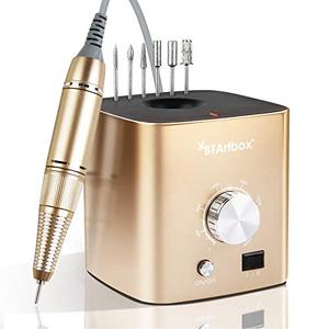 lot 25020 image: Nail Drill for Acrylic Nails - Professional Nail Drill Machine BTArtbox 30000 rpm Electric Efile Nail Drill for Gel Nails Remove Poly Nail Gel Gift for Women Home and Salon Use, Gold