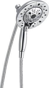 lot 25023 image: DELTA FAUCET 5-Spray H2Okinetic In2ition 2-in-1 Dual Hand Held Shower Head with Hose and Magnetic Docking, Chrome 58480-PK