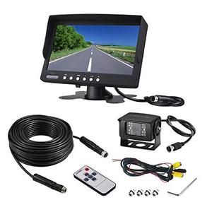 lot 25024 image: DALLUX Vehicle Backup Camera kit,Rearview Camera cab cam with 7 inch Monitor 4 PIN Camera Cable for BusTruckVanTrailer RV Camper Motor HomePickupHeavy Duty Vehicle(12V-24V)