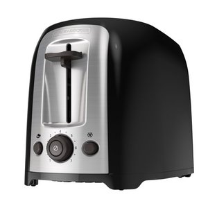 lot 25030 image: BLACKDECKER 2-Slice Extra Wide Slot Toaster, BlackSilver, TR1278B