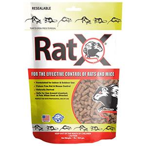 lot 25033 image: EcoClear Products 620100-6D RatX All-Natural Non-Toxic Humane Rat and Mouse Killer Pellets, 8 oz. Bag