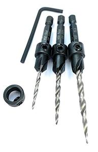 lot 25040 image: FTG USA #4#6#8 Adjustable Wood Countersink Drill Bit Set with Woodworking HSS Tapered Drill Bit with 1 Adjustable Depth Stop Collar and 1 Hex Wrench (18 Allen Key) Included