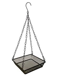 lot 25046 image: AMAURAS Hanging Bird Feeder Tray Square Metal Mesh Seed Container Outside Garden Decoration Backyard Wild Bird Feeding