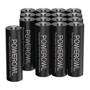lot 25058 image: POWEROWL AA Rechargeable Batteries, 2800mAh High Capacity Batteries 1.2V NiMH Low Self Discharge, Pack of 16