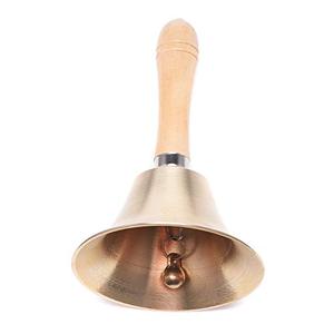 lot 25085 image: Extra Loud Solid Brass Hand Call Bell with Wooden Handle