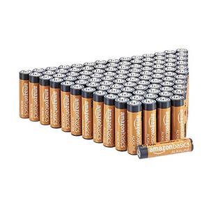 lot 25165 image: Amazon Basics 100 Pack AAA High-Performance Alkaline Batteries, 10-Year Shelf Life, Easy to Open Value Pack