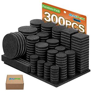 lot 25167 image: Furniture Pads 300 Pieces Felt Furniture Pads Premium Huge Pack, 5mm Thick Self Adhesive Anti Scratch Floor Protectors for Desk Chair Legs with Case and 60 Rubber Bumpers for Hardwood Tile Floor