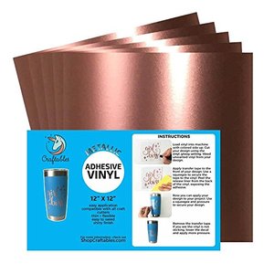 lot 25171 image: Craftables Rose Gold Metallic Craft Vinyl for Cricut and Silhouette, Cameo - Chrome Polish Finish Vinyl - (5) 12 x 12 sheets