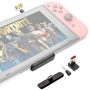 lot 25180 image: GuliKit Route Air Pro Bluetooth Adapter for Nintendo Switch & Lite, Dual Stream Bluetooth Wireless Audio Transmitter with aptX LL, Support in-Game Voice Chat, Connect Your Bluetooth Headphones - Black
