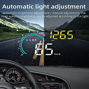 lot 25181 image: FIUNED Head up Display,Upgrade Universal Car HUD Dual Mode OBD2GPS Windshield Projector with Speed,OverSpeed Alarm, KMHMPH,Mileage Measurement,for All Vehicles